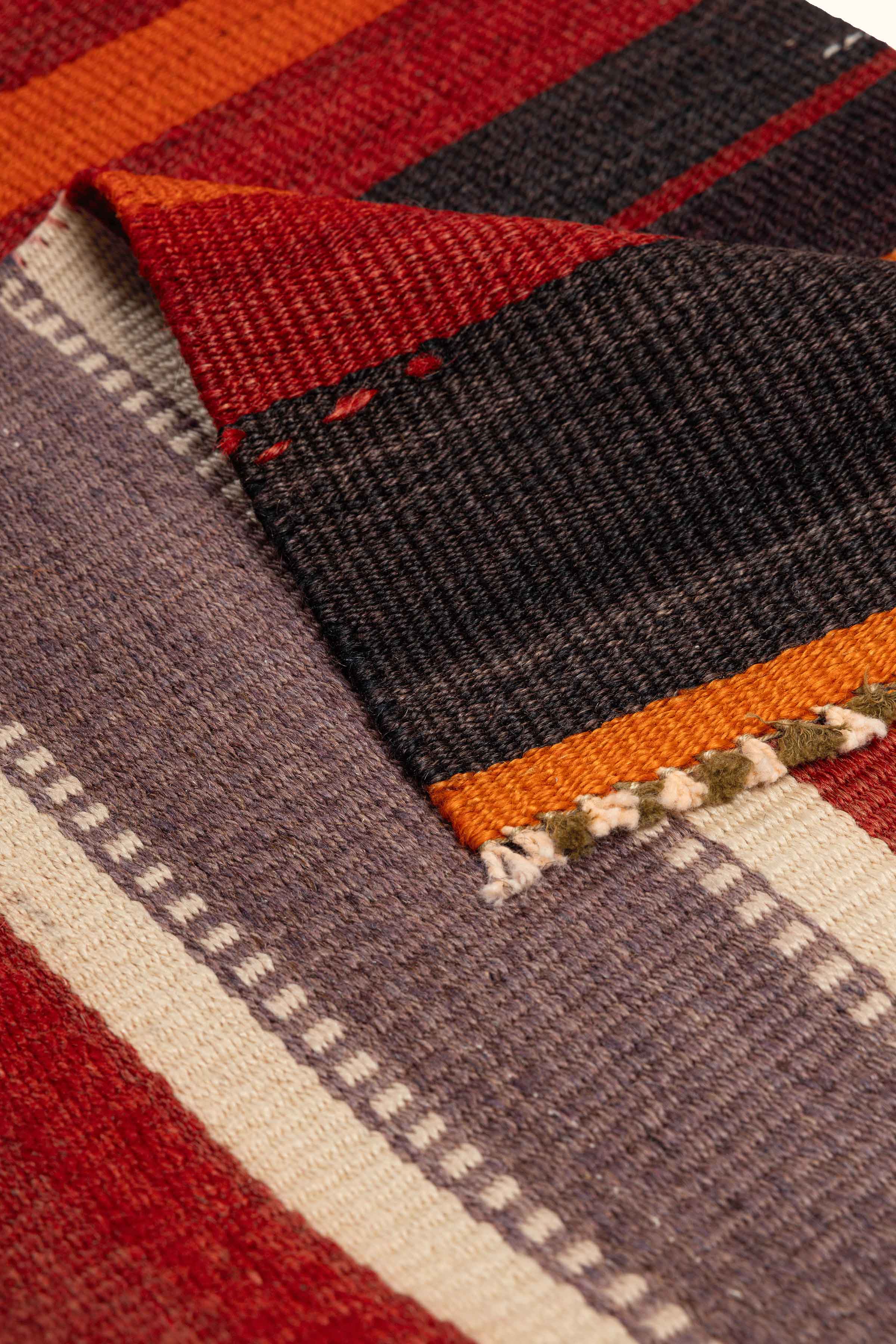 Rückseite und Kantenverarbeitung des ANTEP Vintage Kelims – Einblick in das originale Handwerk