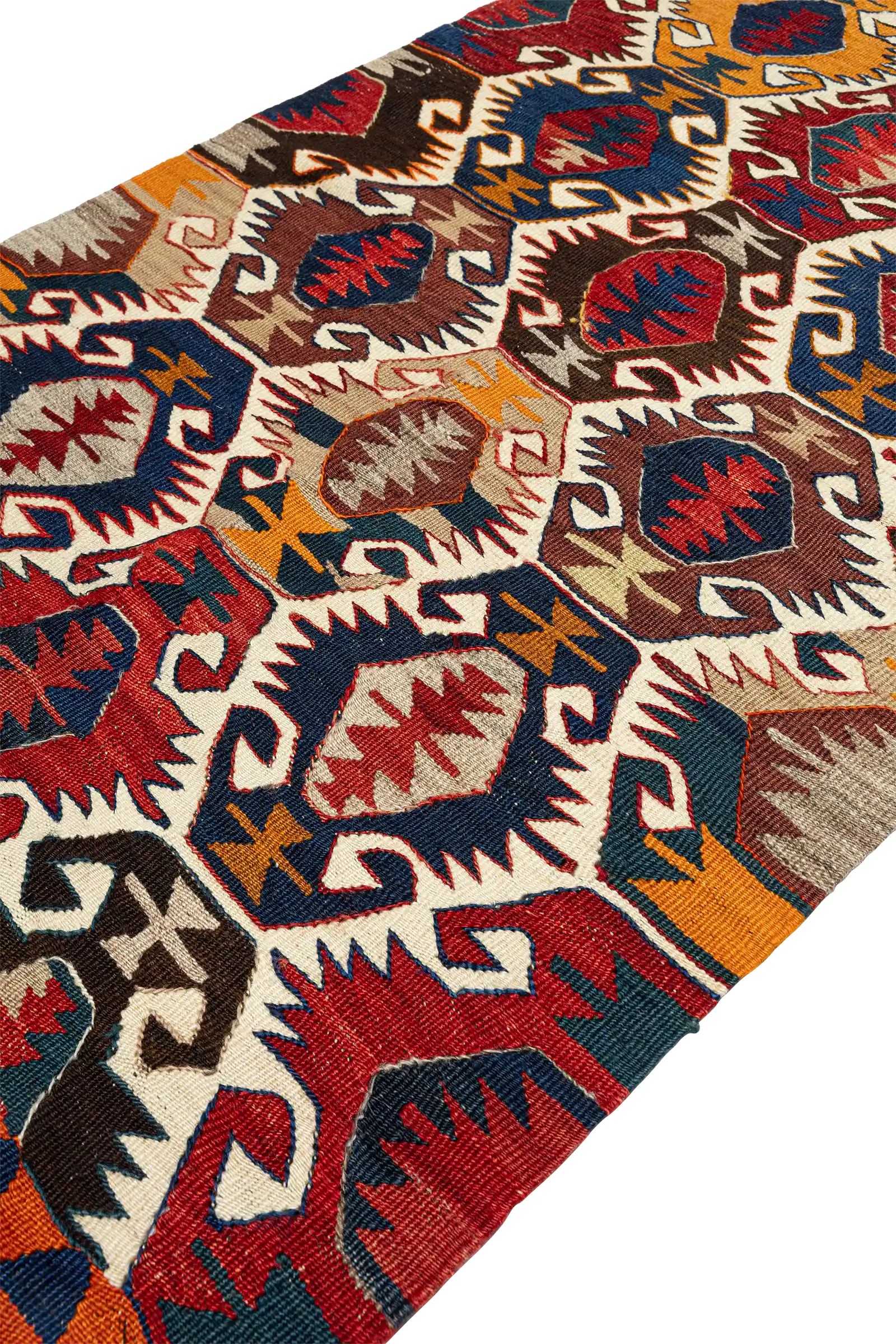 Schräge Seitenansicht – zeigt die Textiltiefe, das regelmäßige Musterbild und die klare Kantenführung entlang der Farbgrenzen