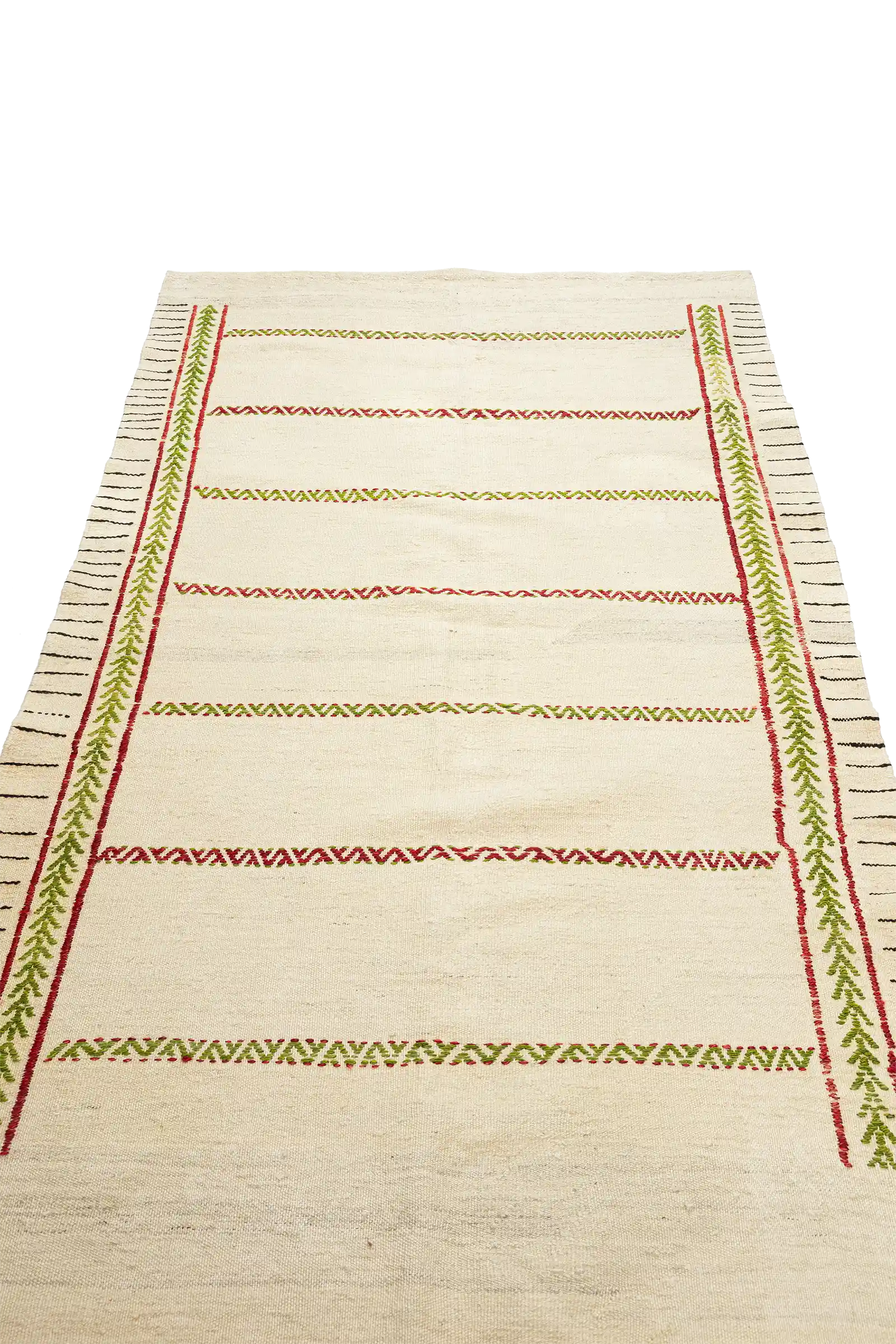 Perspektivische Ansicht – zarte Streifen heben sich rhythmisch vom neutralen Fond ab, das lineare Muster wirkt geordnet und luftig