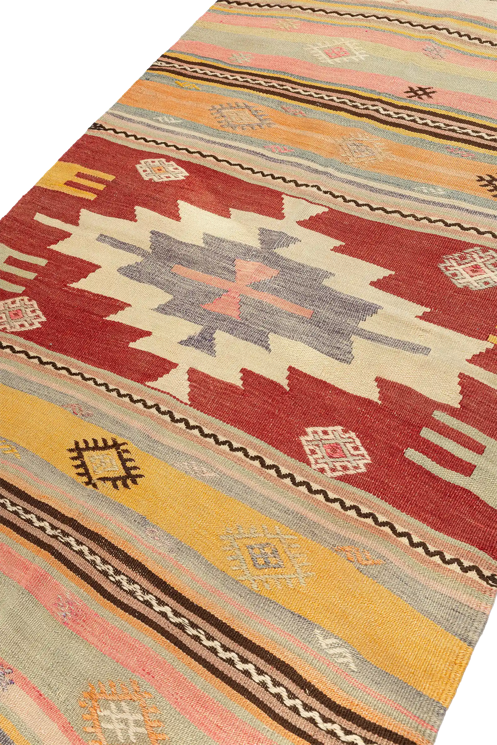 Tiefe Perspektive auf die Webstruktur – Fokus auf geometrische Symbole und Webtechnik