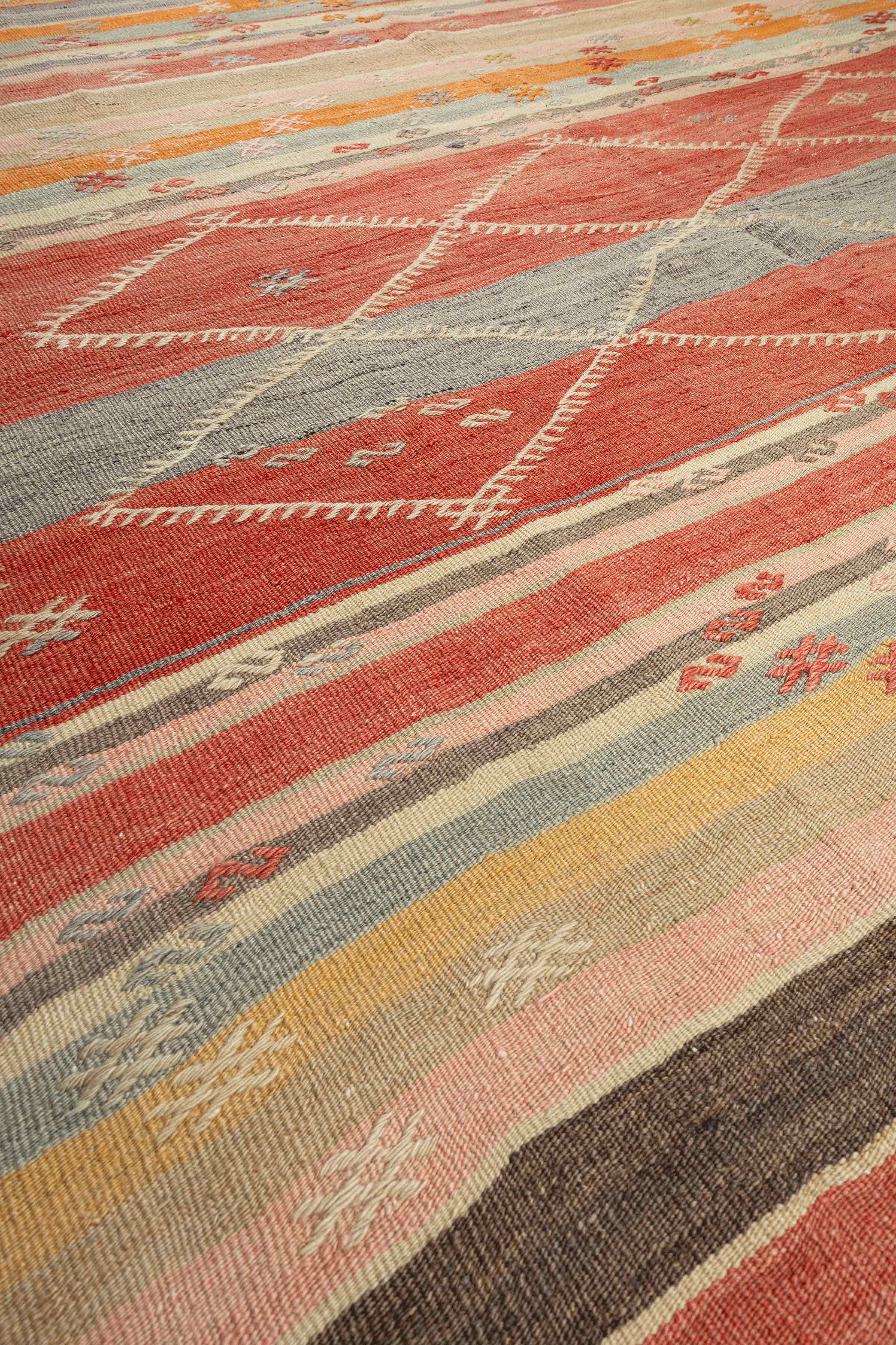 Nahaufnahme der Textur – handgesponnene Schafwolle auf Baumwollkette