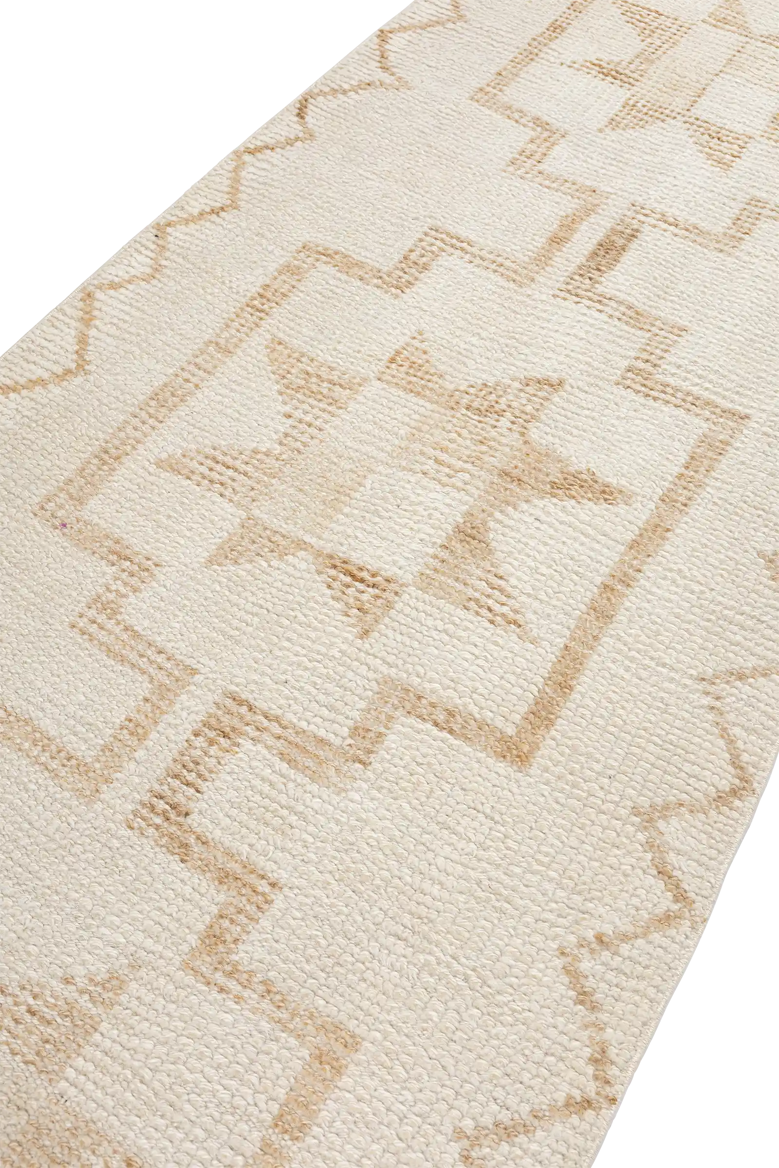 Seitlich geneigte Aufnahme eines Sternmotivs mit leichtem Schattenverlauf und klar sichtbarer Oberflächenstruktur der dichten Wollfasern.