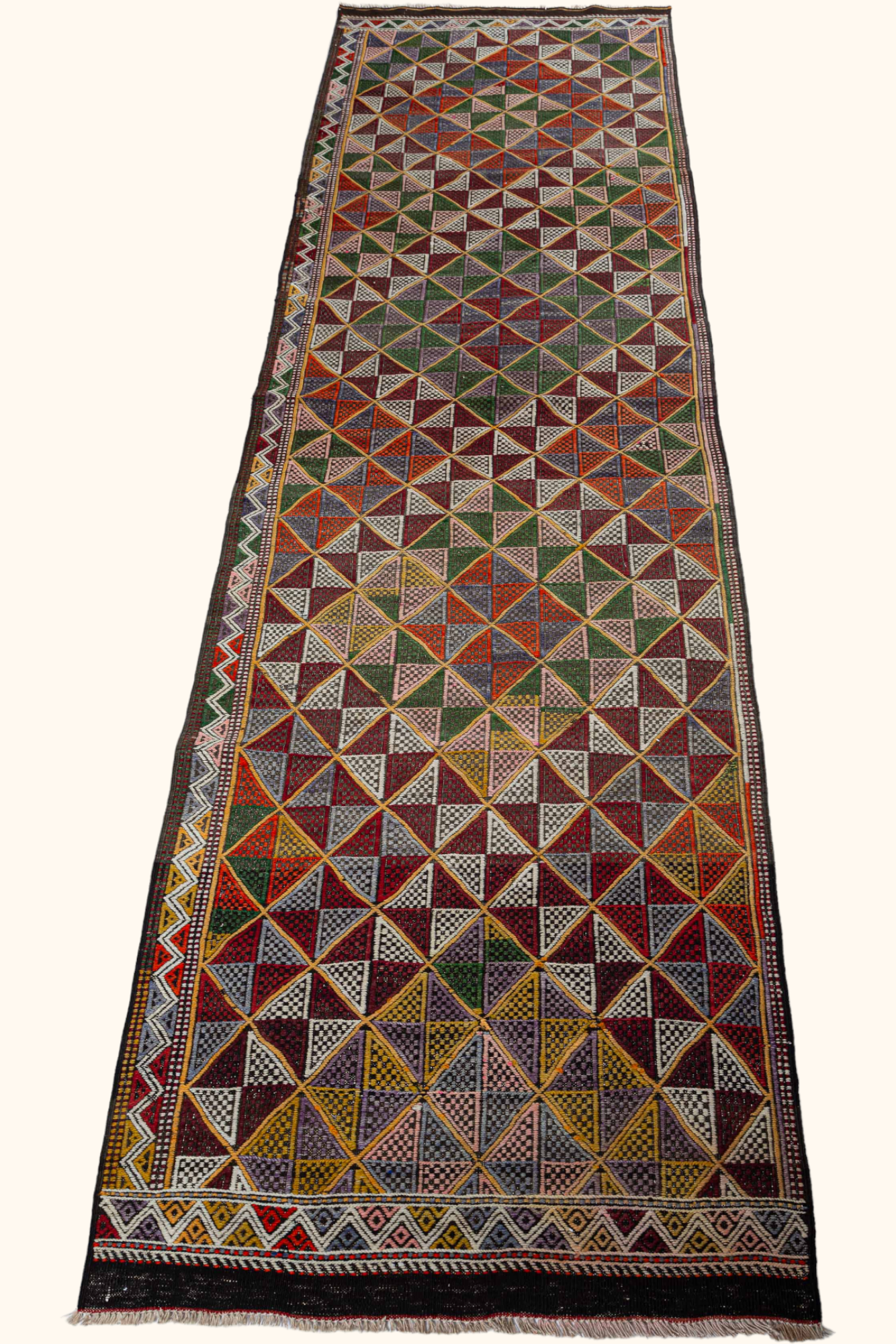 KAZAK Vintage Kelim Teppich 306x82cm