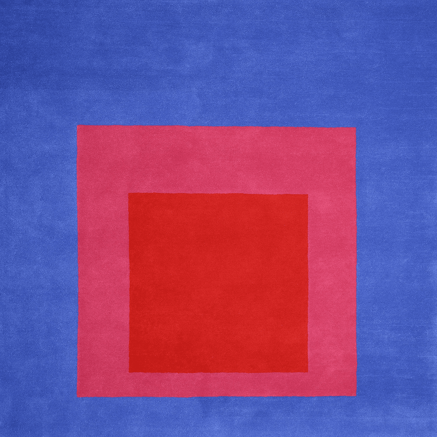 Josef Albers Bauhaus Teppich 'HOMAGE TO THE SQUARE' Blau/Rot 175x175cm