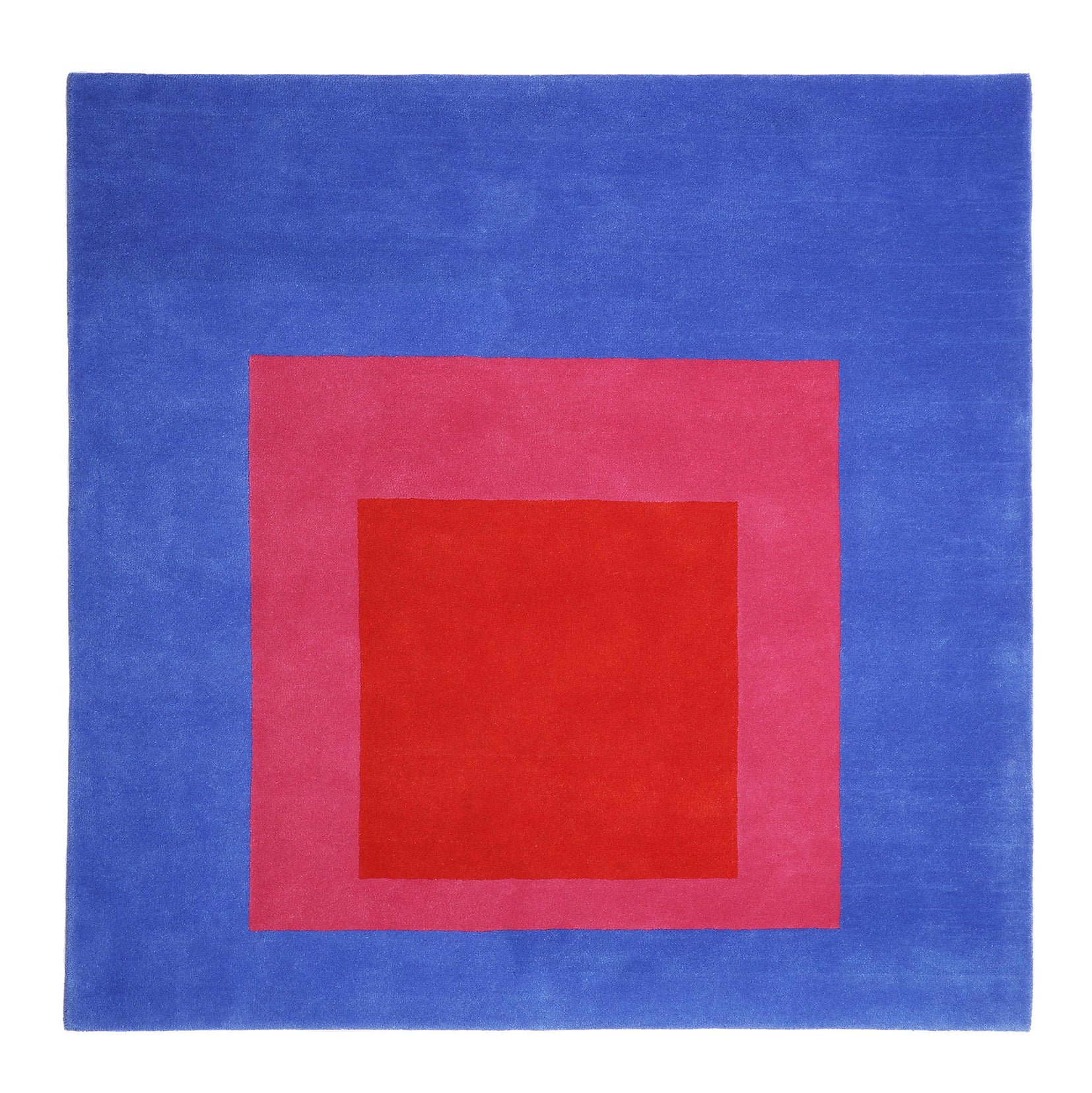 Josef Albers Bauhaus Teppich 'HOMAGE TO THE SQUARE' Blau/Rot 175x175cm - Wild Heart Free Soul
