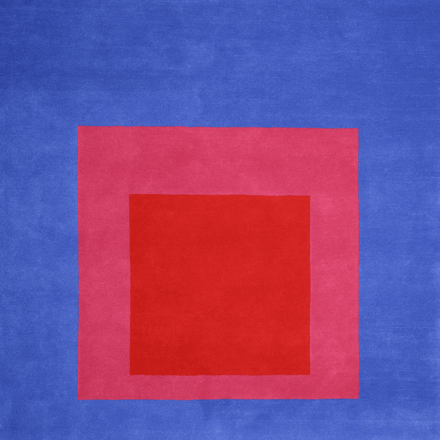 Josef Albers Bauhaus Teppich 'HOMAGE TO THE SQUARE' Blau/Rot 175x175cm - Wild Heart Free Soul