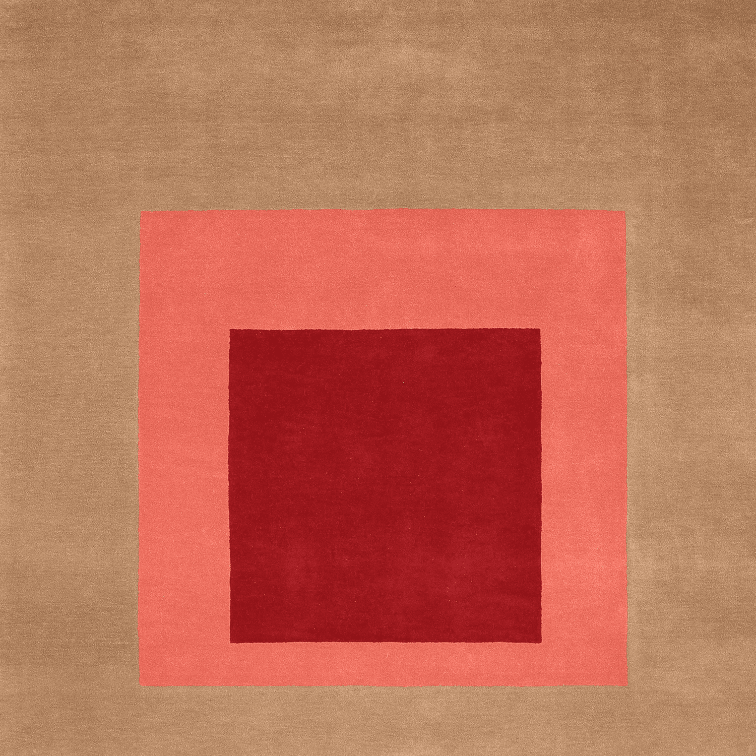 Josef Albers Bauhaus Teppich 'HOMAGE TO THE SQUARE' Braun/Rot 175x175 cm - Wild Heart Free Soul