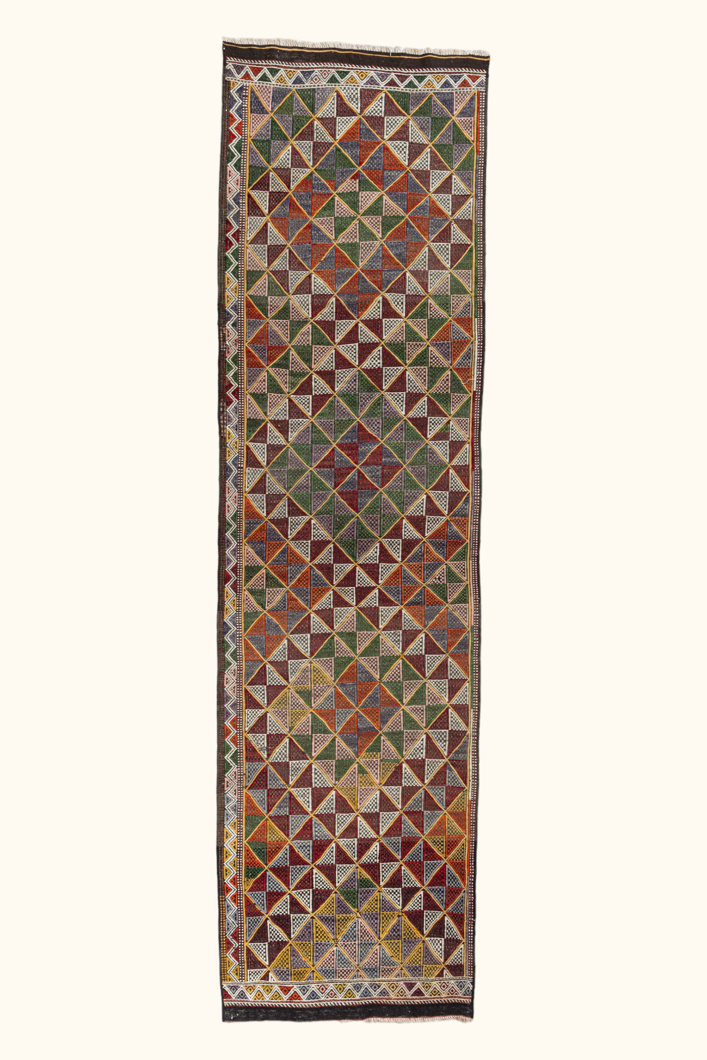 KAZAK Vintage Kelim Teppich 306x82cm - Wild Heart Free Soul