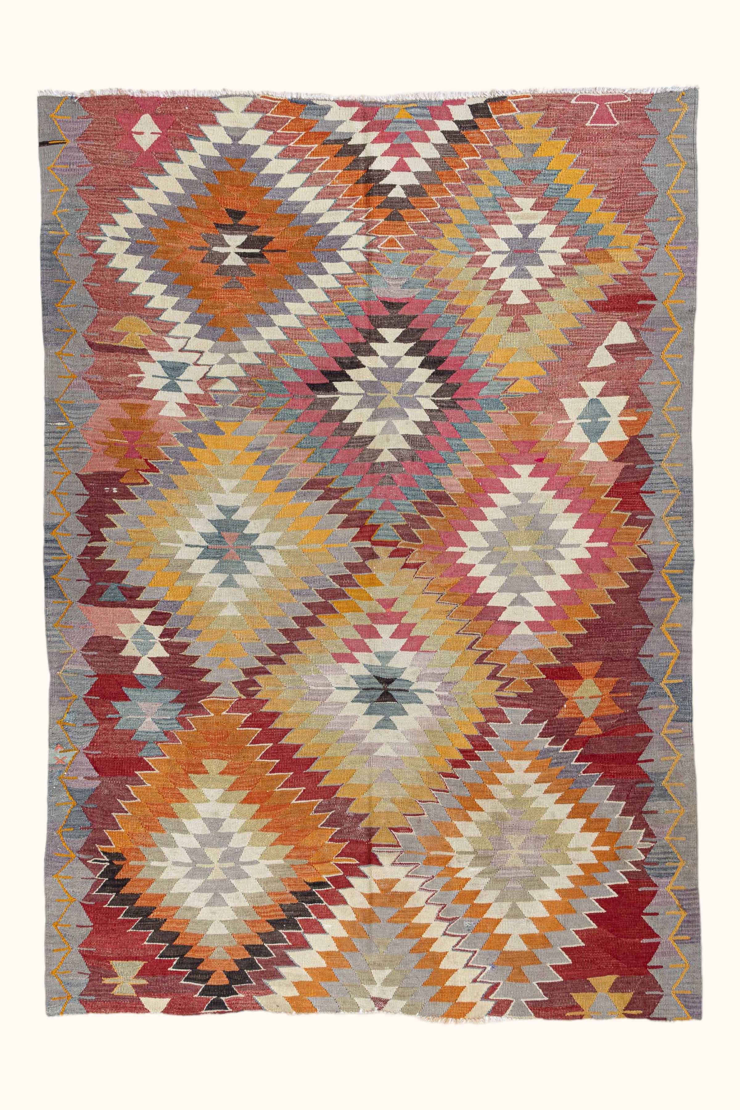 KOPRUBASI Vintage Kelim Teppich 221cm x 155cm - Wild Heart Free Soul