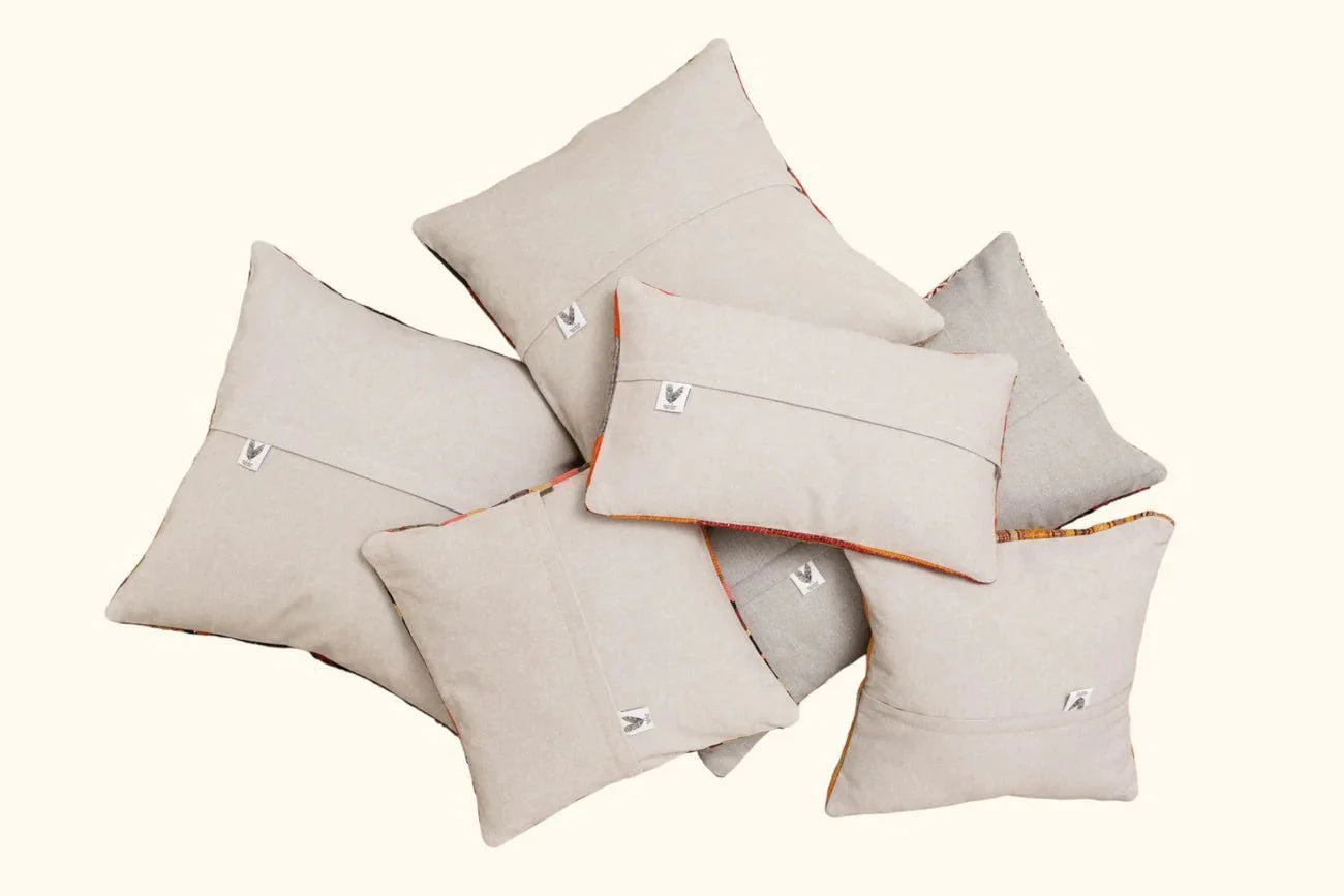 NAZLI Vintage Kelim Kissen 50x30cm – Rückseite