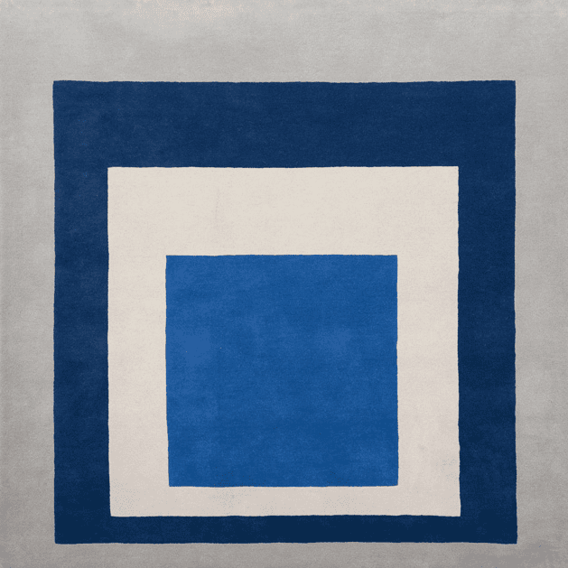 Josef Albers Bauhaus Teppich Blau & Weiss
