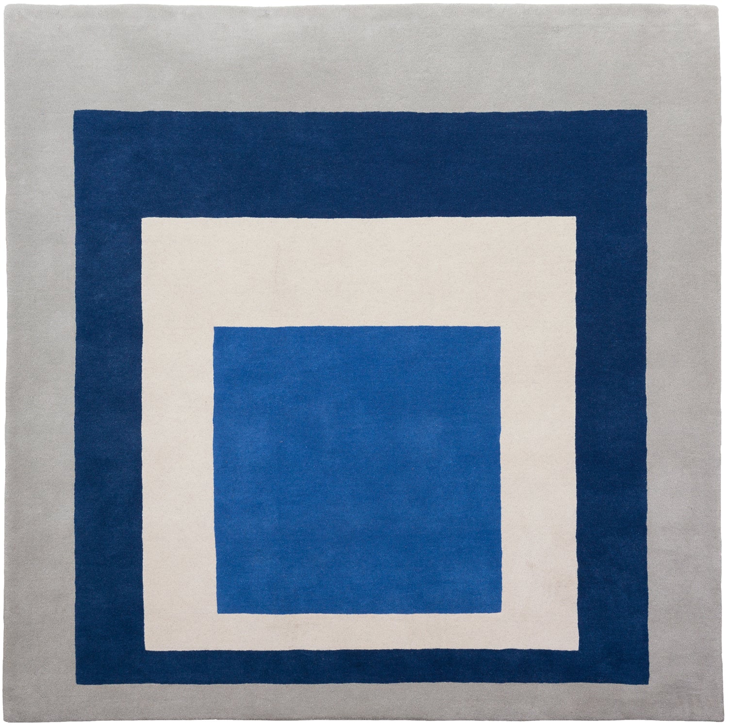 Josef Albers Bauhaus Teppich 'HOMAGE TO THE SQUARE' Blau/Weiss 175x175 cm - Wild Heart Free Soul
