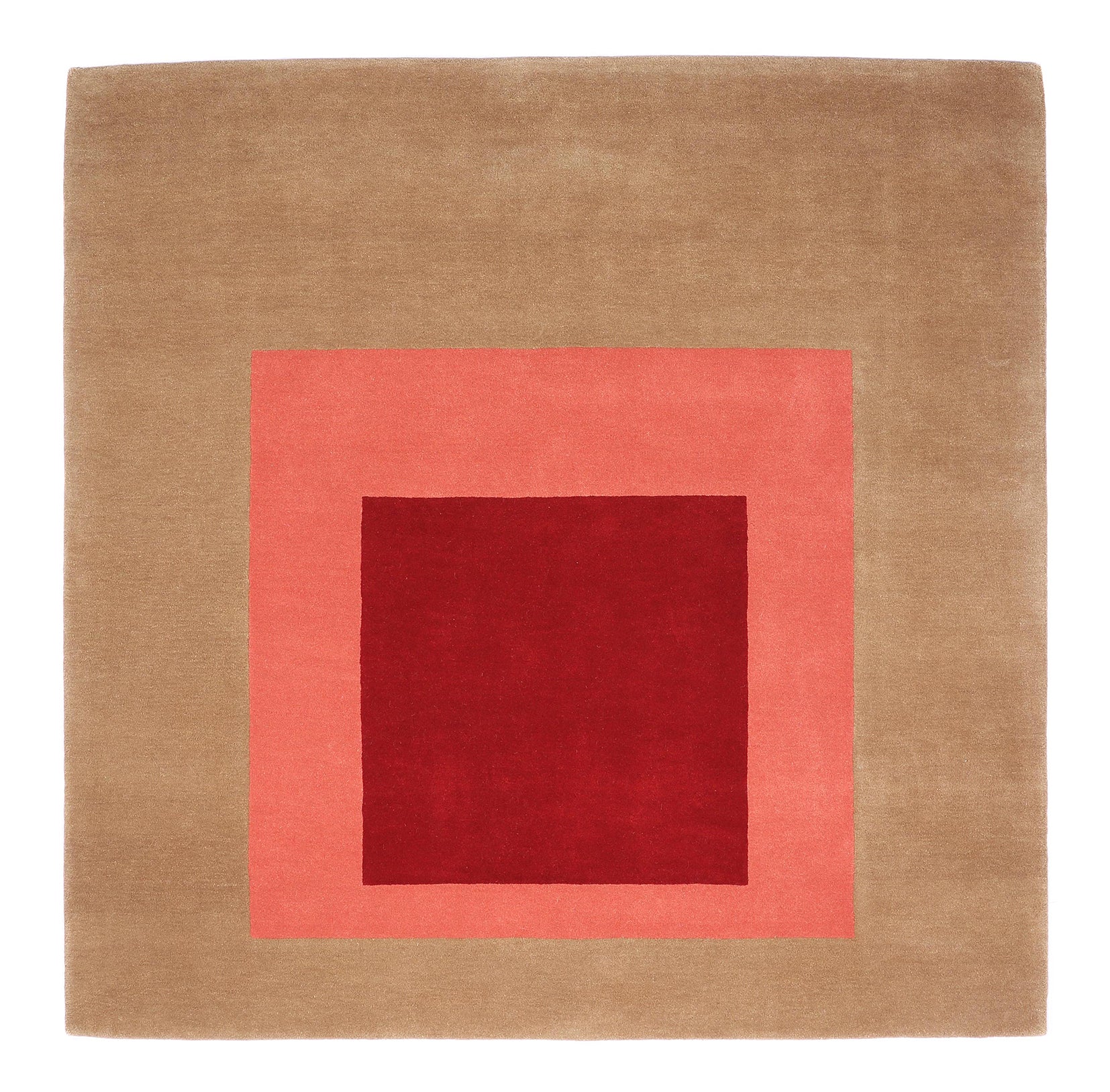 Josef Albers Bauhaus Teppich 'HOMAGE TO THE SQUARE' Braun/Rot 175x175 cm - Wild Heart Free Soul